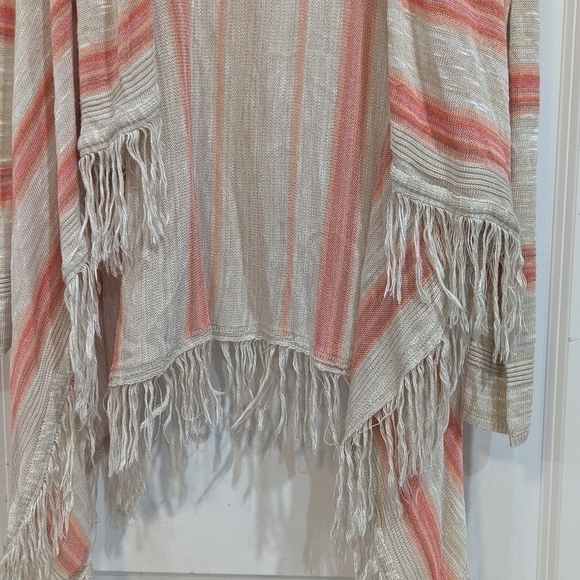 Sweet and sinful boho open fringe sweater small stripes, sz small - Picture 3 of 6